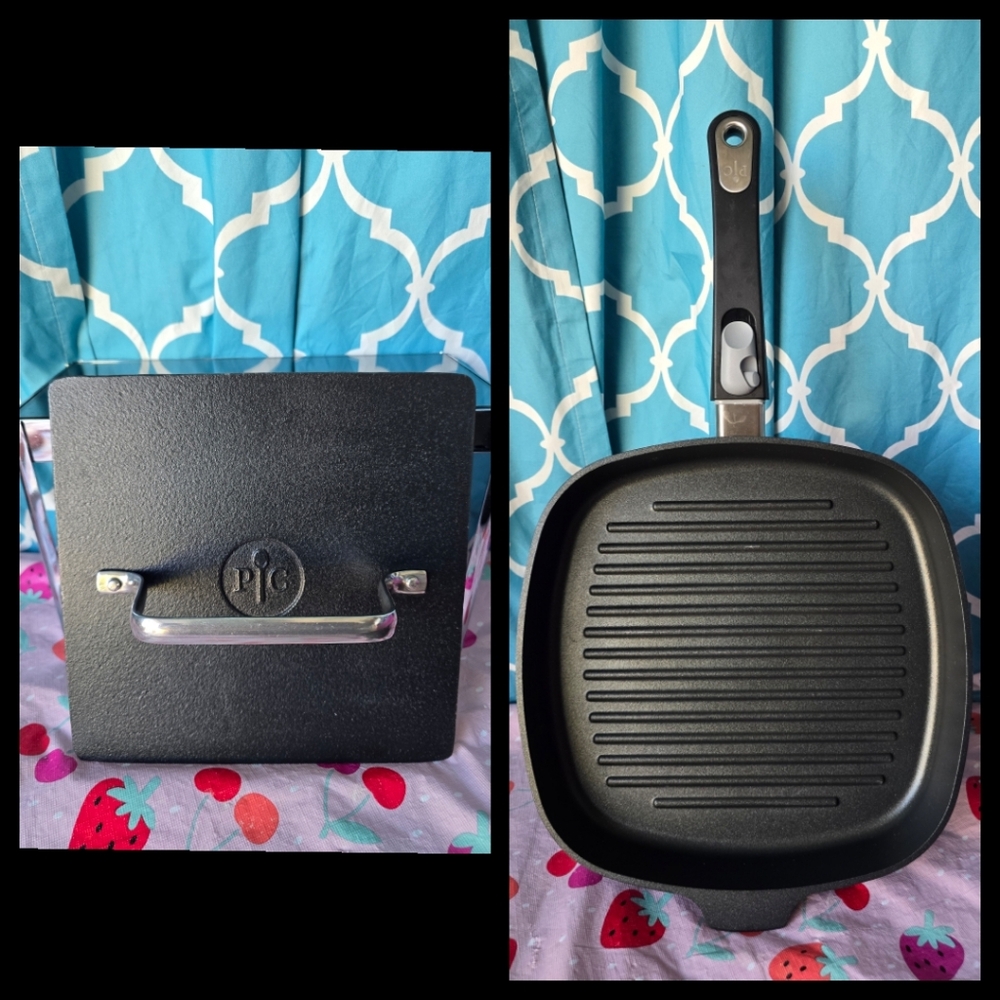 Pampered Chef Cast Iron Grill Pan and Grill Press